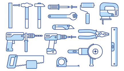 Repair tools flat icons set Royalty Free Vector Image