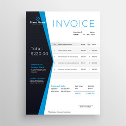 Modern blue creative invoice template design Vector Image