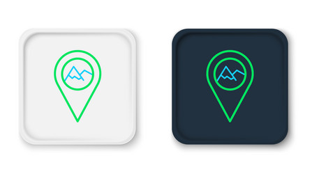 line map pointer with mountain icon isolated vector image