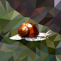 Mosaic of a snail with brown shell on colored vector