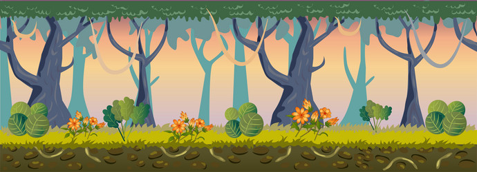 2d side scrolling forest game background vector image