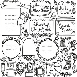 bullet journal and christmas doodle elements vector