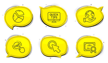 Click here pie chart and web tutorials icons set vector