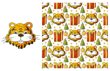 cute set of element and seamless pattern ideal vector image