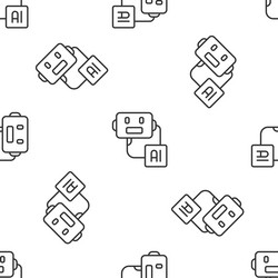 grey line artificial intelligence robot icon vector image