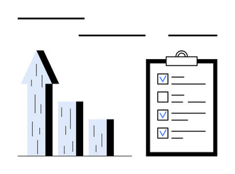 bar chart growth with checklist clipboard vector image