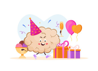 Cartoon brain flat collection Royalty Free Vector Image