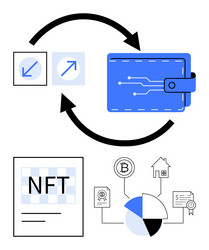 digital wallet with cryptocurrency transactions vector image