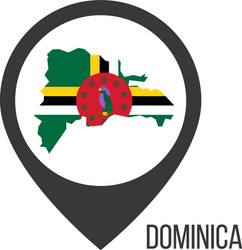 map pointers with contry dominica flag vector image