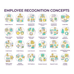 peer-to-peer lending multi color concept icons vector image
