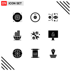 9 thematic solid glyphs and editable symbols vector