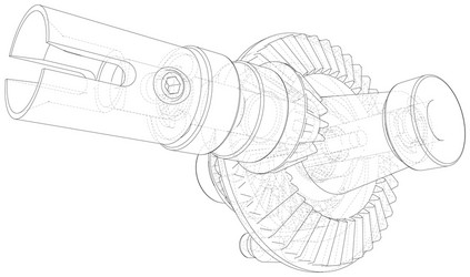 Inside view on gearbox cross section with gears vector