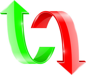 Red and green up down arrows financial Royalty Free Vector