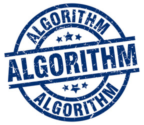 algorithm blue round grunge stamp vector image