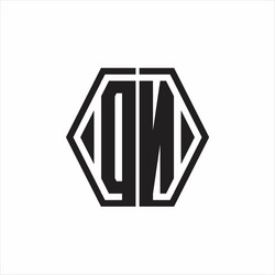 dn logo monogram with hexagon line rounded design vector image