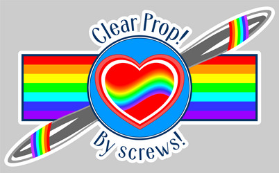 Sticker emblem rainbow on heart propeller vector