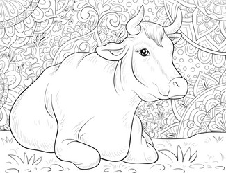 adult coloring bookpage a cute cow vector