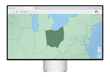 computer monitor with map of ohio in browser vector