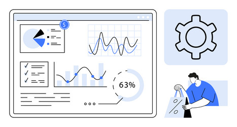 data analytics dashboard with statistical charts vector image
