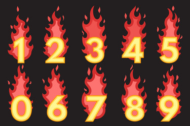 flaming number icons set vector image