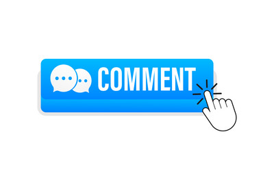 Flat blue comment button computer vector