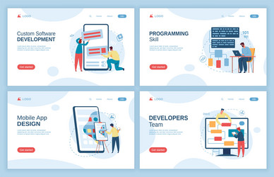 Mobile app design software development landing vector