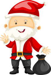 Santa holding black bag vector