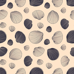 seamless shell pattern of hand drawn seashells vector