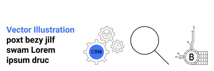 seo and crm gears blockchain technology vector image