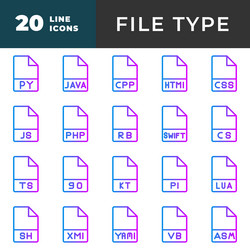 set file type document programming extension icon vector image