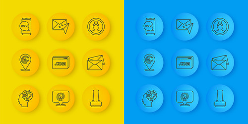 set line mail and e-mail location website vector image