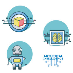 set of artificial intelligence vector image