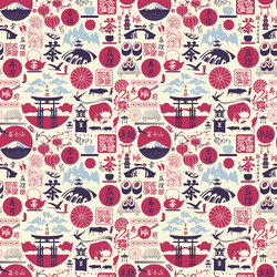 japan seamless pattern with characters and signs vector image