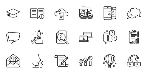 Outline set of file storage technical info vector