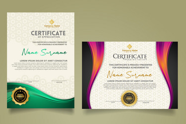 set modern certificate template with flow lines vector image