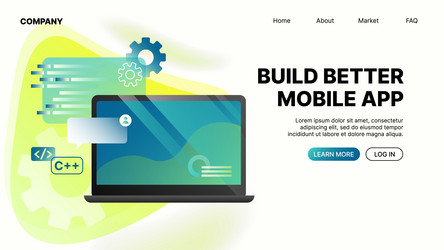 Build better mobile app landing page for website vector