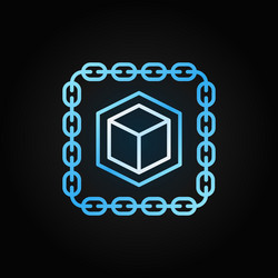 chain with cube blue line icon blockchain vector