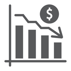 chart glyph icon finance and banking decrease vector