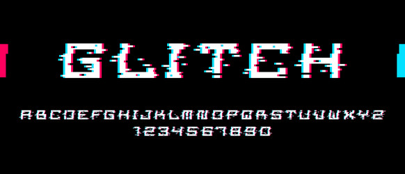 glitch noisy geometric font in analog style vector image