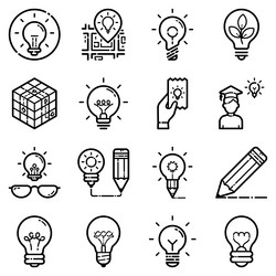 Idea flat icon set isolated on white background Vector Image