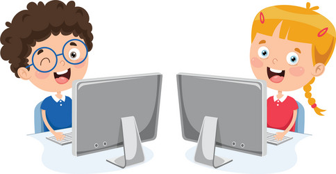 kids using computer vector image