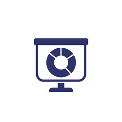 presentation with pie chart icon vector image