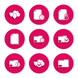set document folder with clock cloud check mark vector image