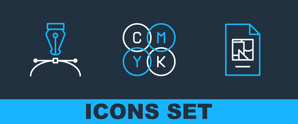 set line file document fountain pen nib and cmyk vector image