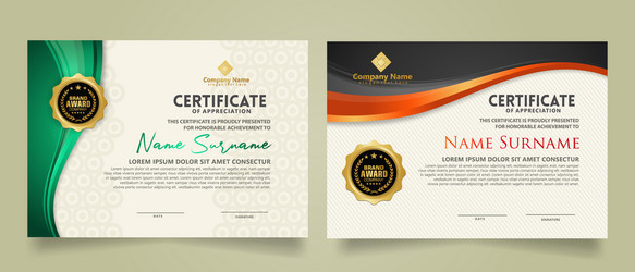 set modern certificate template with flow lines vector image