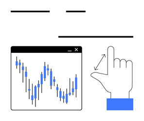 hand gesturing zoom on a graph display vector image