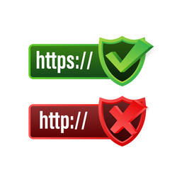 http and https protocols on shield white vector