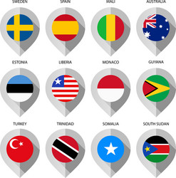 marker from paper with flag for map - set third vector image