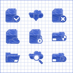 set document and lock search cloud computing vector image