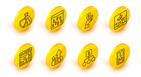 set line mobile with dollar blockchain technology vector image